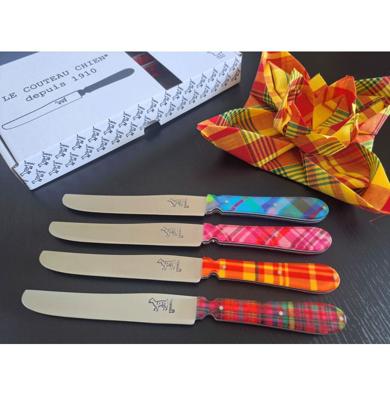 NEW copy of 6 CHIEN® knife with multicolored handle in white carton box