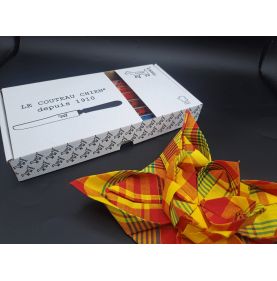 NEW copy of 6 CHIEN® knife with multicolored handle in white carton box