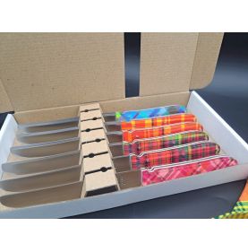 NEW copy of 6 CHIEN® knife with multicolored handle in white carton box